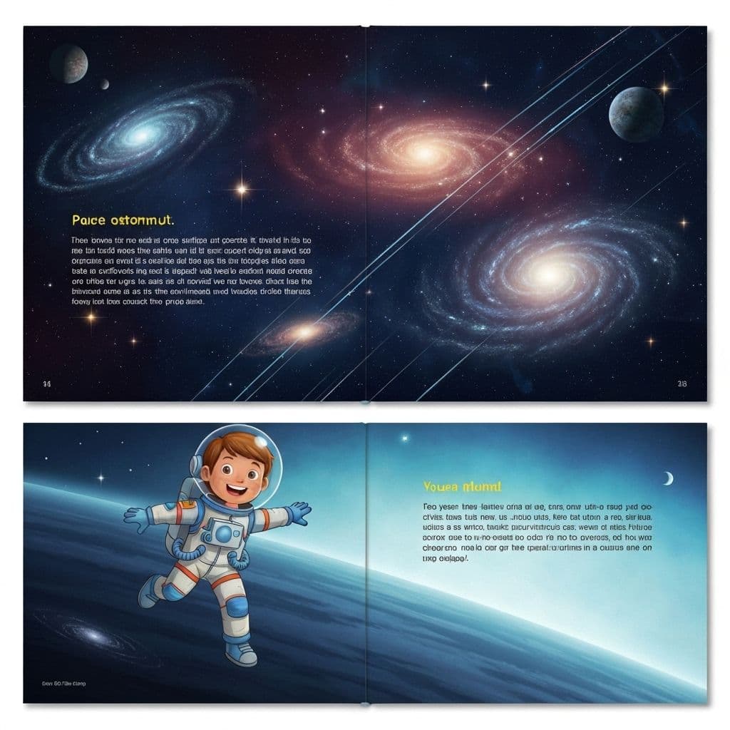 A generated storybook page with illustration and text